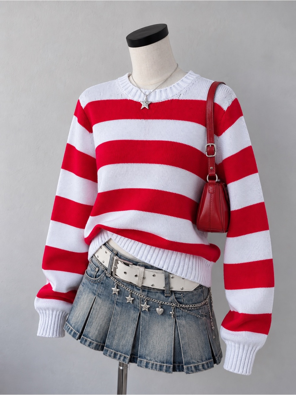 SOHO & STELLA Striped Chunky Knit Crewneck Sweater